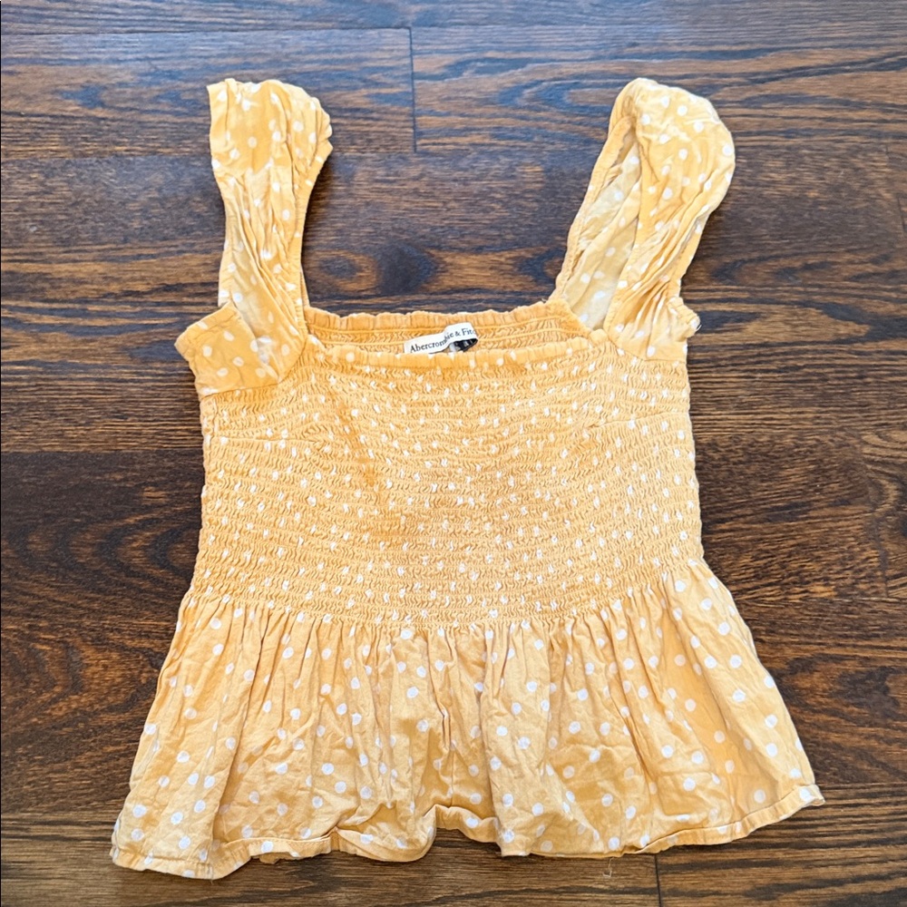 Abercrombie & Fitch Mustard Polka Dot Blouse